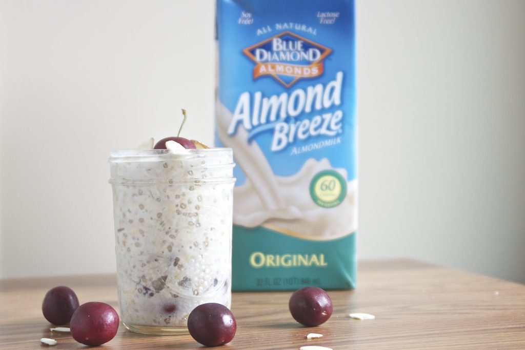Cherry Almond Over Night Oats with Almond Breeze