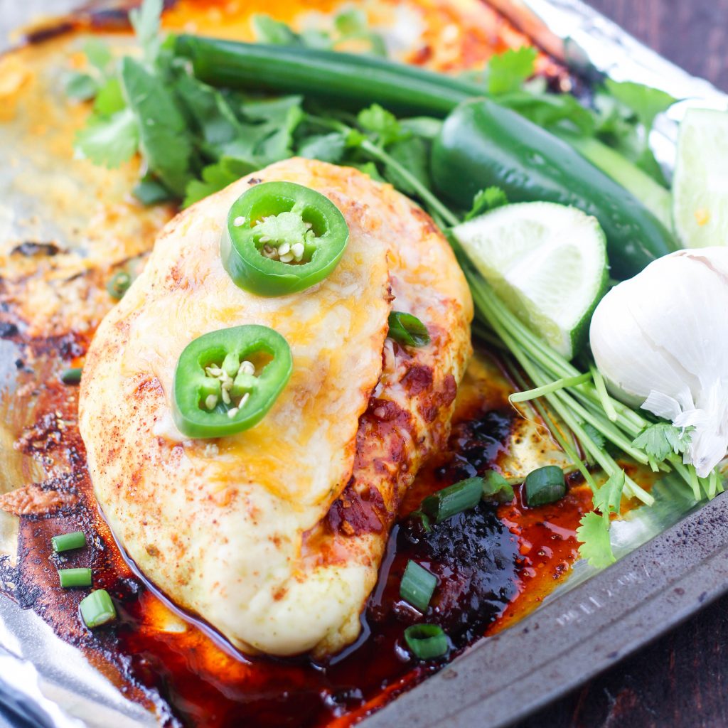 Salsa Stuffed Sheet Pan Chicken