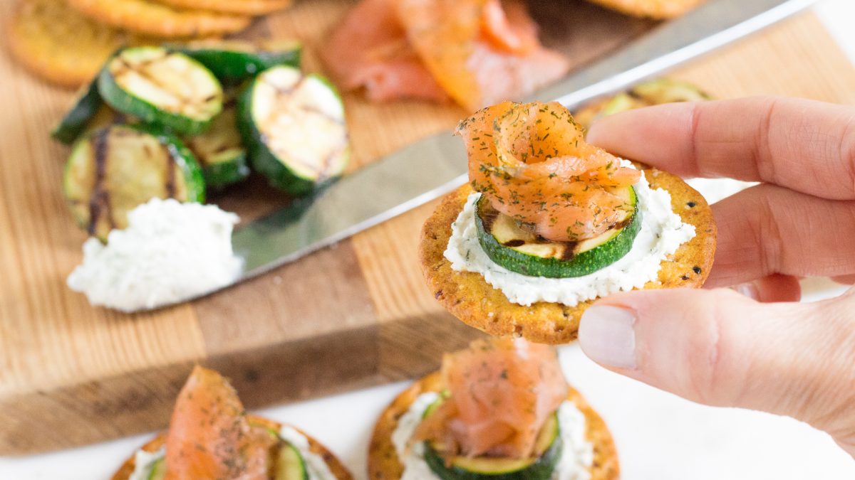 Salmon Zucchini Dill Goat Cheese Crackers