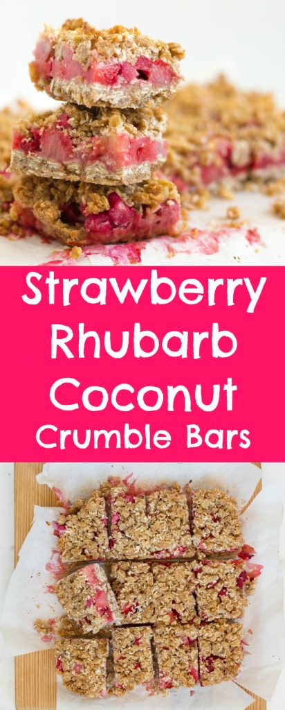 Strawberry Rhubarb Coconut Crumble Bars 