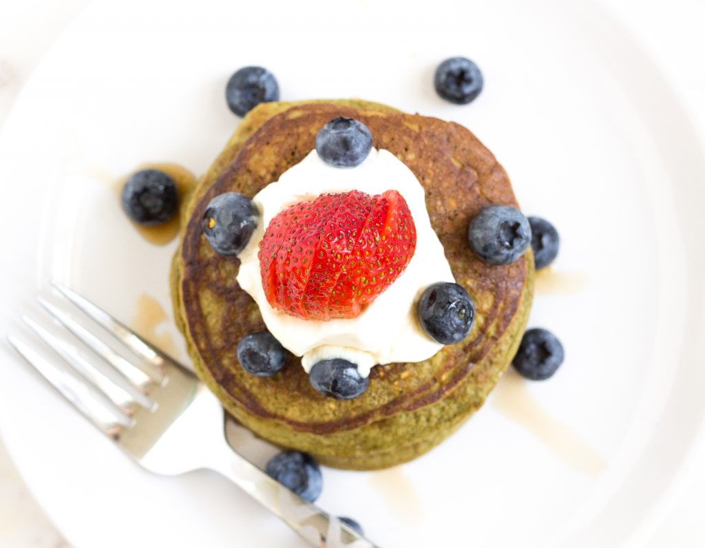 4-Ingredient Matcha Pancakes