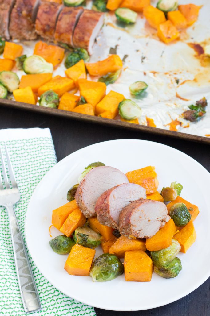 Sheet Pan Pork Tenderloin, Butternut Squash and Brussel Sprouts